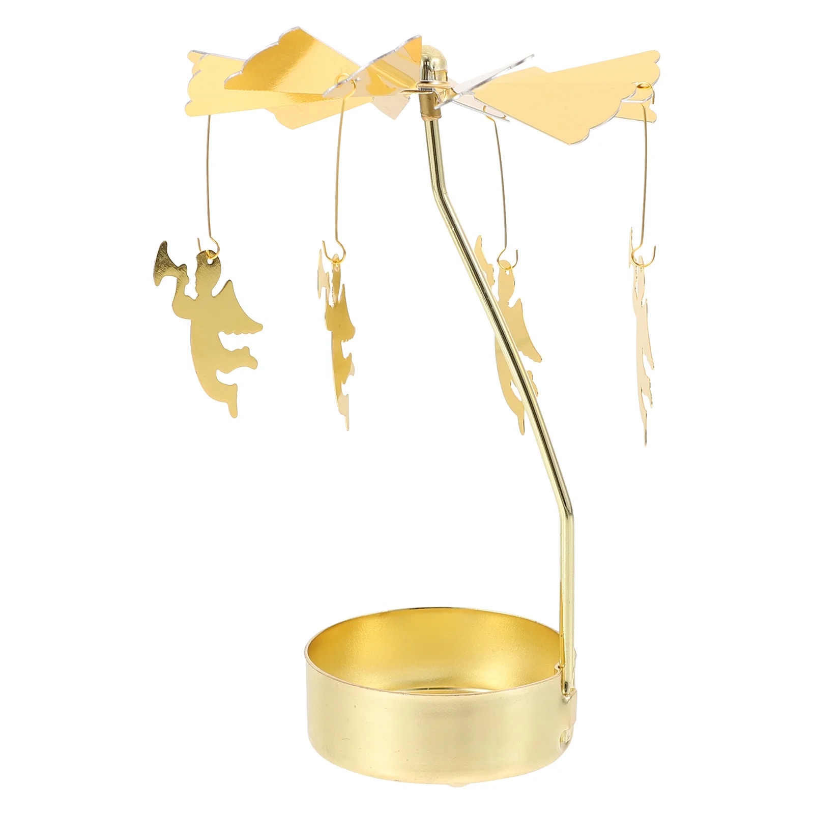 

Rotary Candle Holder Gold Metal Spinning Flying Angels Christmas Tea Lights Candle Carousel Wedding Party