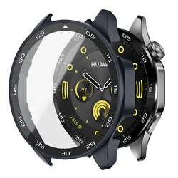 Premium Full Coverage Tempered Glass Case for Huawei Watch GT4 - Screen Protector & Bumper Cover Accessories (MidBlue-GT4 46mm)