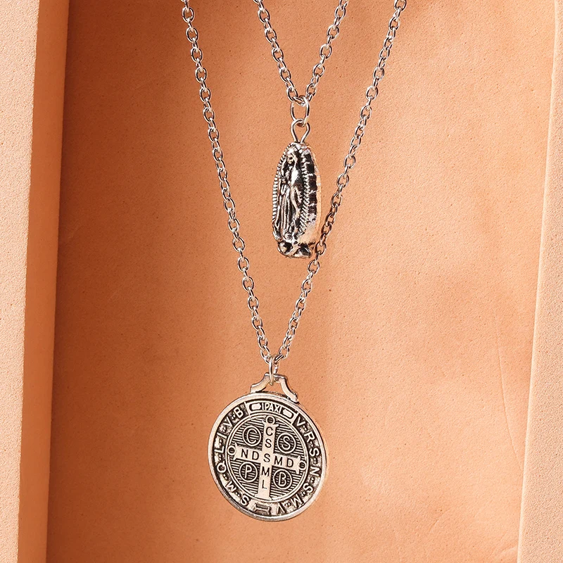 Aihua Religioso Gesù Croce Collana Per Uomo Donna Oro Argento Colore Cattolicesimo Vergine Maria Collana Crocifisso Gioielli Cristiani