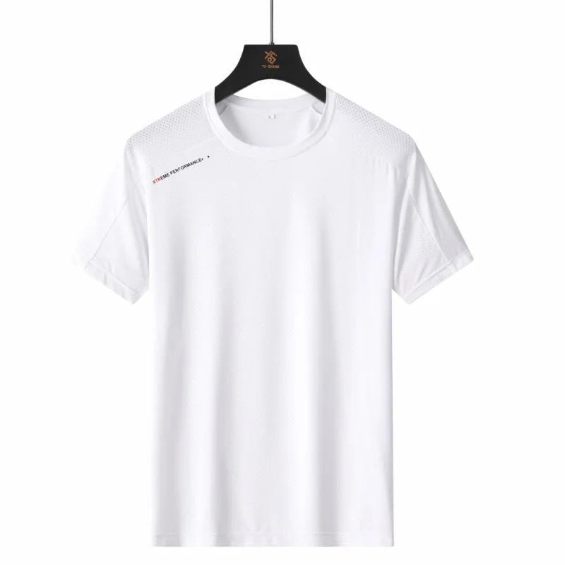 (L-8XL) Ice Silk Quick-Dry Short-Sleeved Men Sport T-Shirt Camping Hiking Fishing T-Shirt Men's Half-Sleeved Fitness Tanks Tops