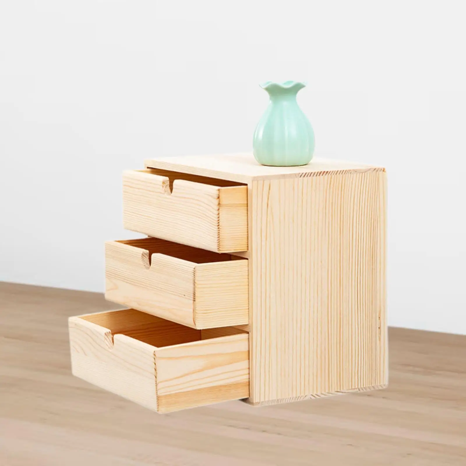 Wooden Jewelry Box for Women Office Desk Accessories with 3 Drawers Wooden Desk Organizer Desktop Wooden Drawer for Office Home