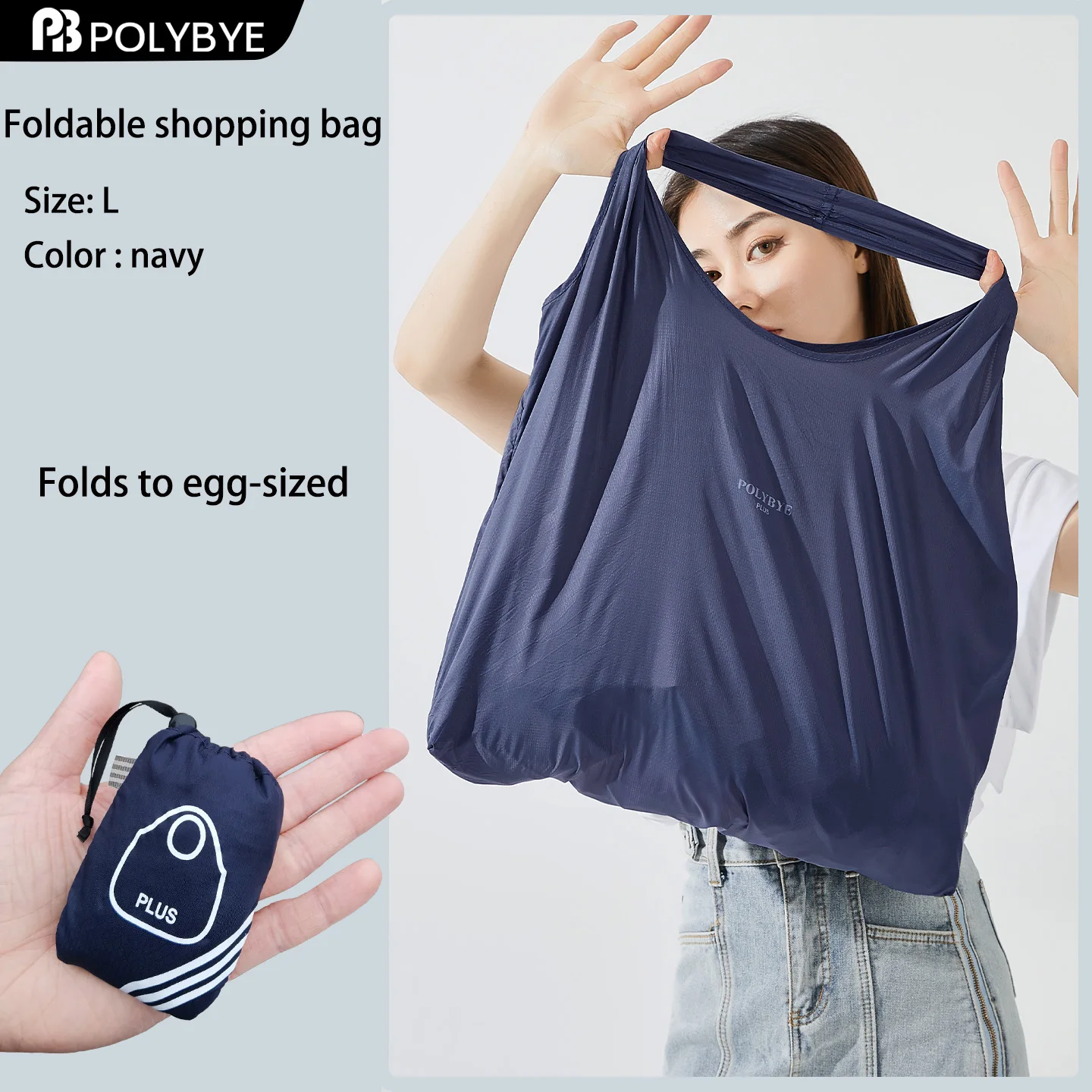 Eco-Friendly Reusable Nylon Tote Bag - Large, Portable, and Waterproof