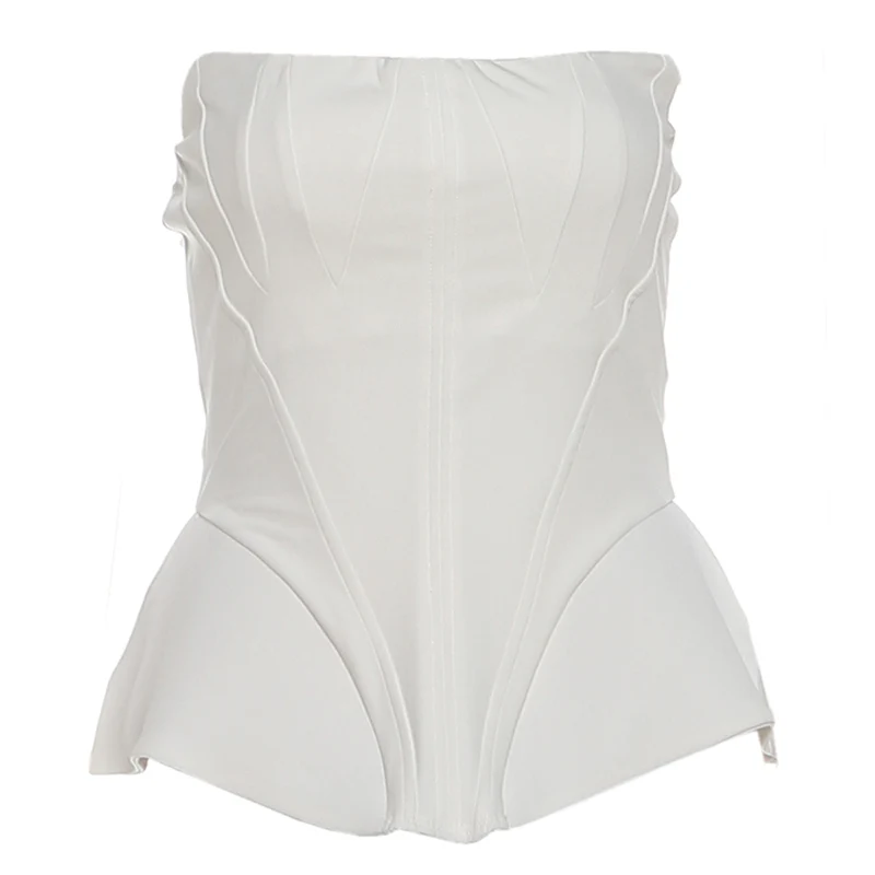 Cutenew Trend Strapless Top Women Valentine's Day Irregular Low Chest Sexy Hottie Christmas Birthday Party Skinny Clubwear Vest