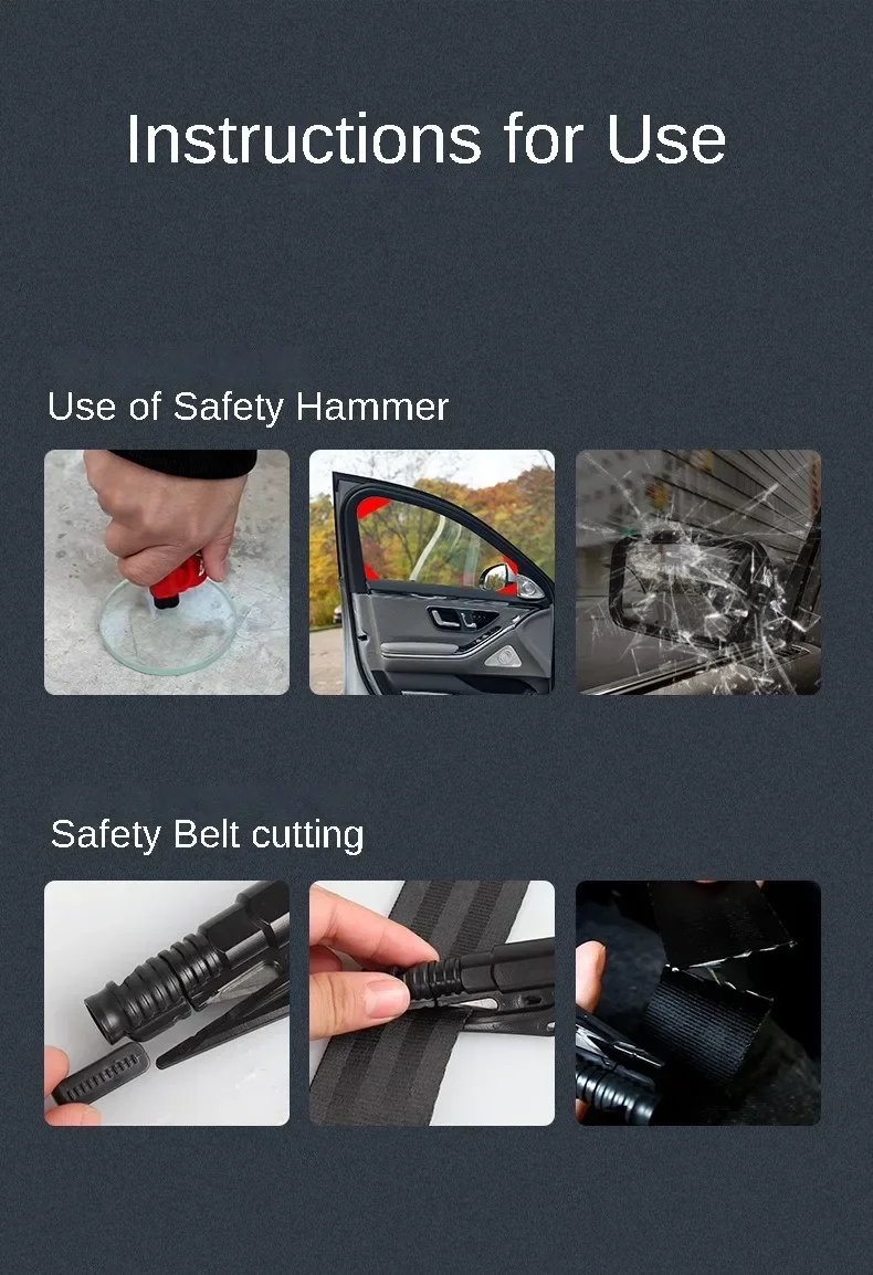 Safety Hammer with Rescue Whistle, Car Escape Tool