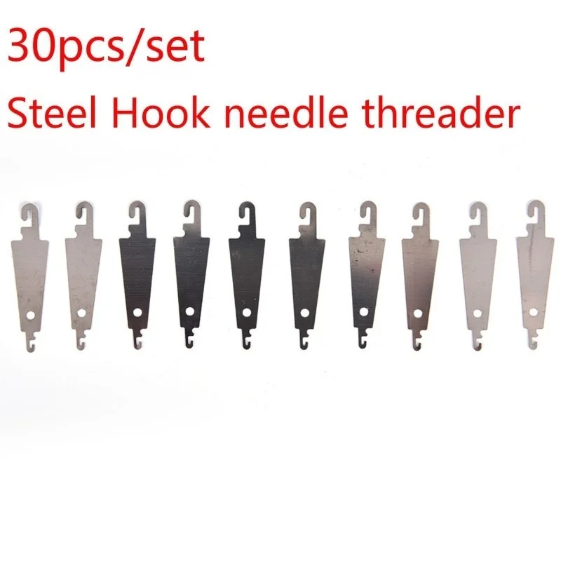 30pcs/set Steel Hook Needle Threader Help for Hand Sew Ribbon Embroidery  Stitching Sewing DIY Tool