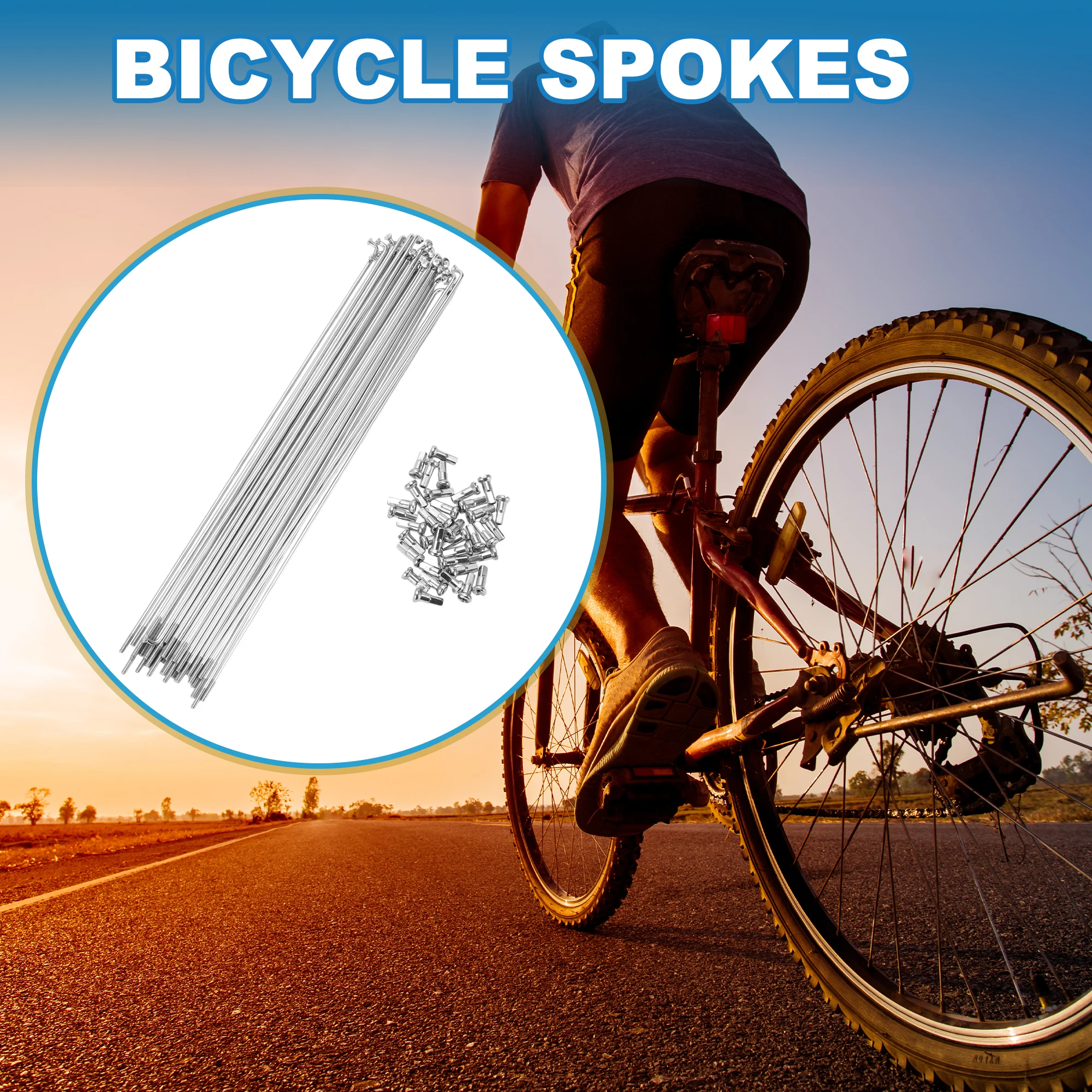 Bicycle Spokes Bike Spokes Nipples 14G 235mm-255mm Length Set 36 Pcs For Bike Wheel