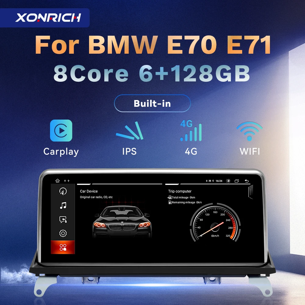 Автомобильный DVD-плеер XONRICH 6 ГБ 128 Carplay Android11 для BMW X5 E70 X6 E71 2007-2014 CCC CIC Автомобильная