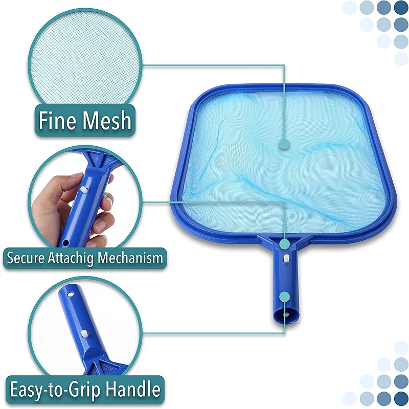 Premium Extra Strong Leaf Skimmer Net Head Cleaner for Swimming Pool Spa Fountain Pond Hot Tub Leaves Bugs Debris Fine Cleaning Maintenance, Blue