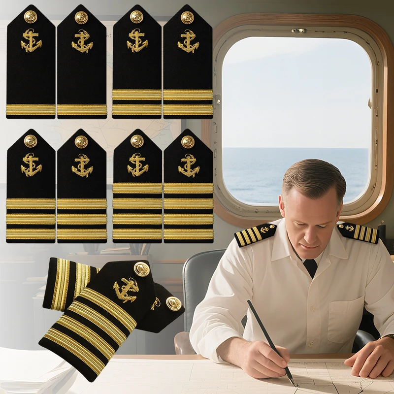 Military Navy Bullion Braid Hand Embroidery Epaulets T shirt Suit Shoulder Badge Sailor Epaulette shoulder ornaments