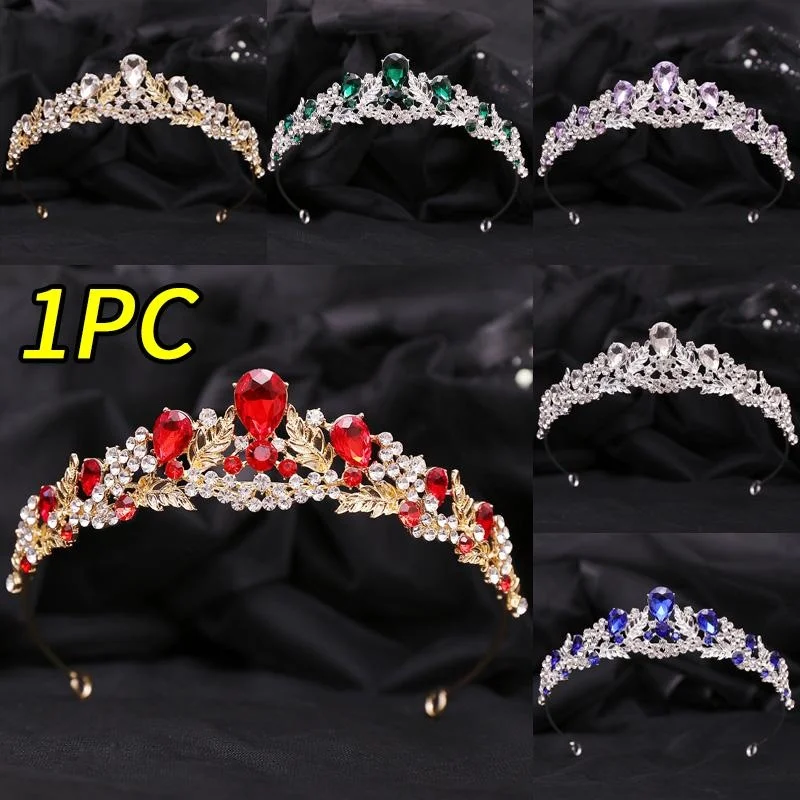 Rhinestone Bridal Headwear Alloy Leaf Small Crown Wedding Accessories european and american new royal vintage leaf crown bridal wedding zircon crown wedding headwear wedding accessories