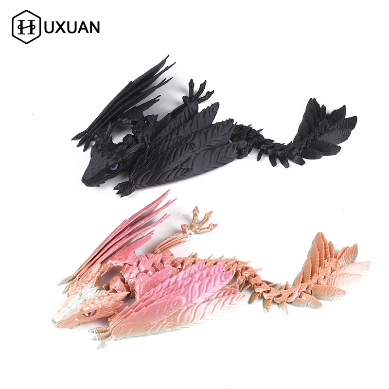 3D 프린팅 드래곤 Archaeopteryx 시뮬레이션 모델 장난감 장식품, 전체 관절 깃털, 이동 및 개방 가능