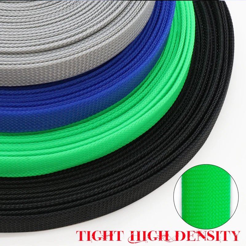 1M 2 4 6 8 10 12 14 16 18 20 25 30 40 mm High Density PET Braided Expandable Sleeve Wire Wrap Insulated Nylon Protector Sheath