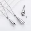 1pc Tear Drop Keepsake Ashes Urn Pendant Memorial Heart Necklace with Screw Open and Close Cremation Jewelry 1