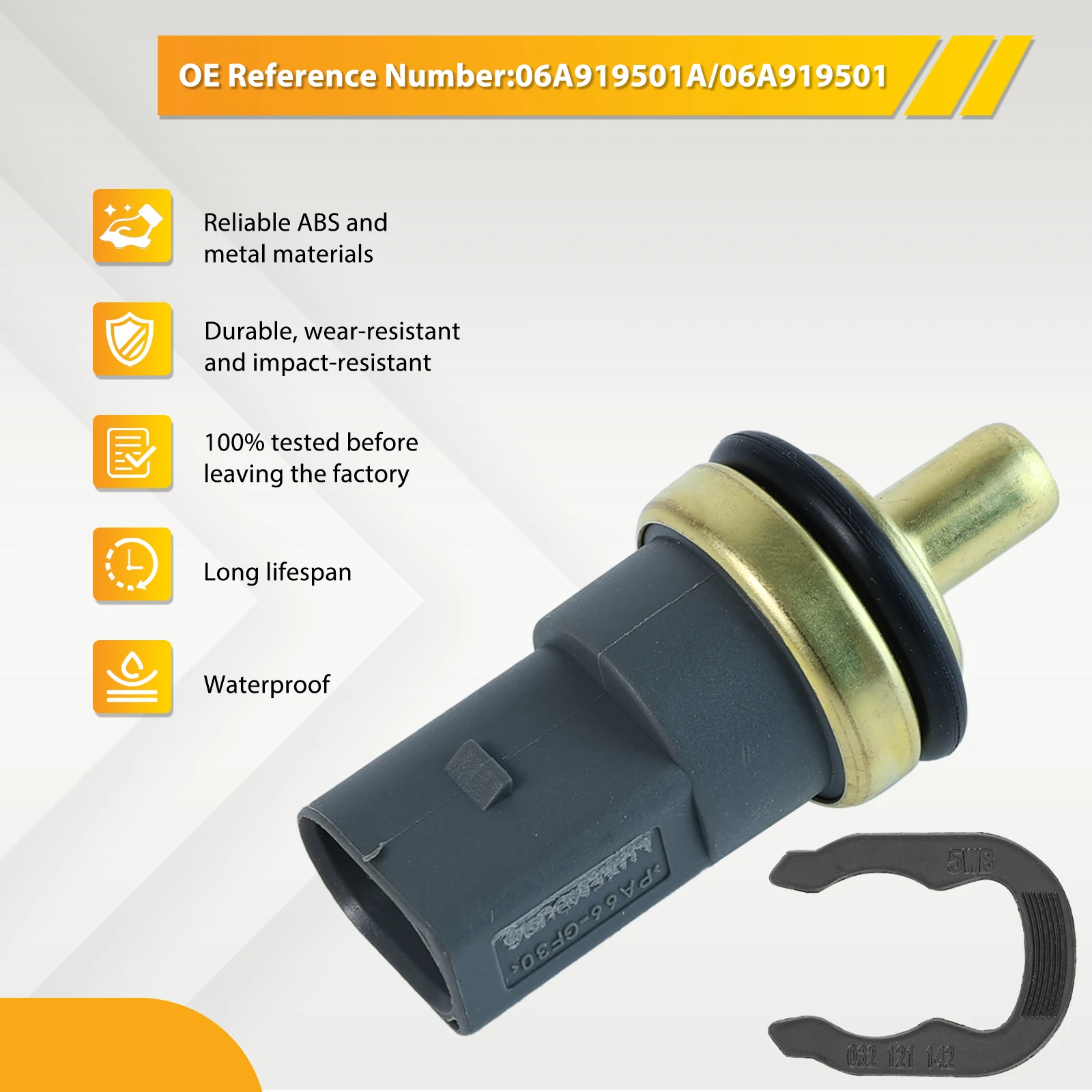 Coolant Temperature Sensor For Skoda Audi A1 A3 A4 A5 A6 A7 A8 Q3 Q5 Q7 TT R8 VW Jetta Golf Passat Seat 06A919501A 06A 919 501A