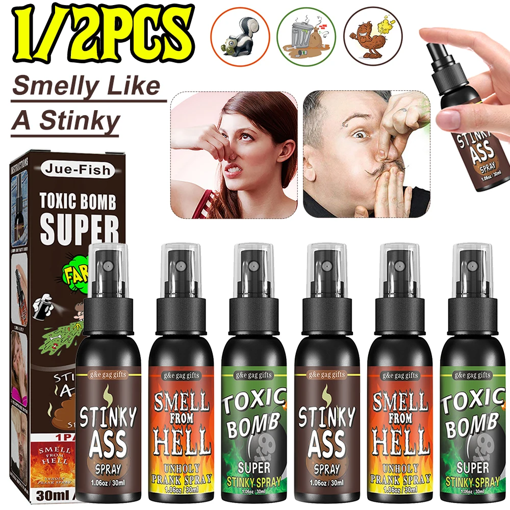 1/2PCS Stinky Fart Gag Spray Prank Joke Plastic Liquid Extra Strong Stink Bomb Party Supplies Non Toxic for Halloween Funny Toys