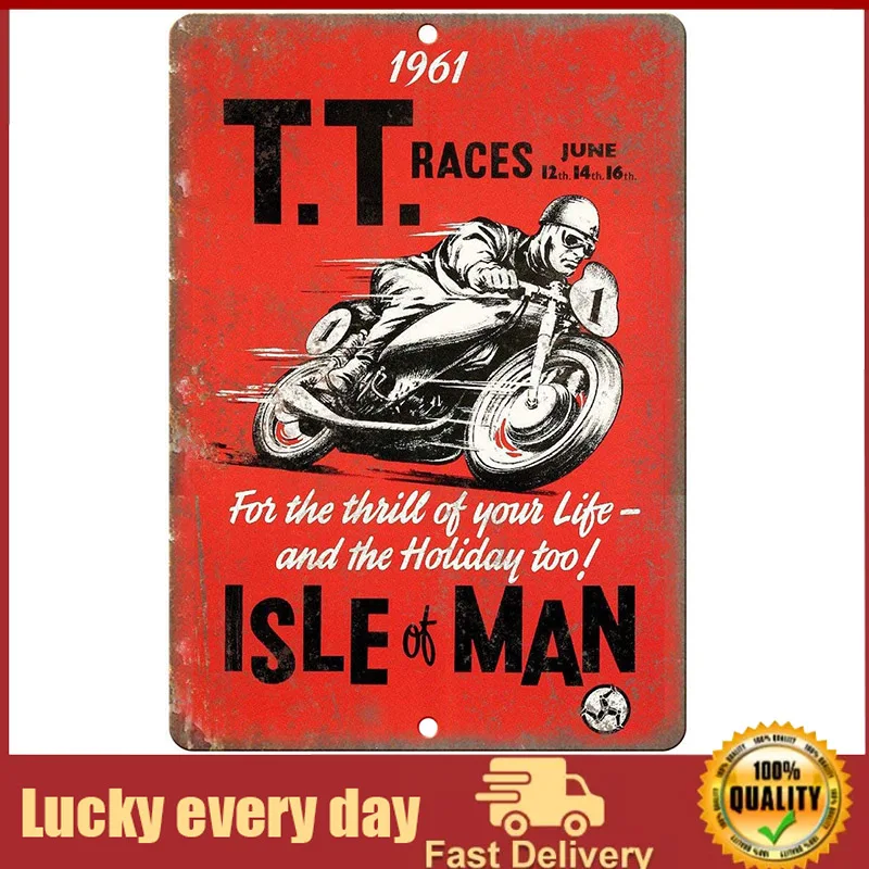Tt Races Isle Of Man Moto Targa In Latta Poster Da Parete Vintage Retro Iron Painting Lamiera Targa In Metallo Per Bar Cafe Garage Home