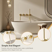 ชุดฝักบัวอาบน้ำแบบฝังผนังพร้อมฝักบัวมือถือแบบพกพา หัวฉีดยาวติดผนัง วาล์วควบคุมแบบติดผนัง 2 หัวจับ ทำจากทองเหลือง 4