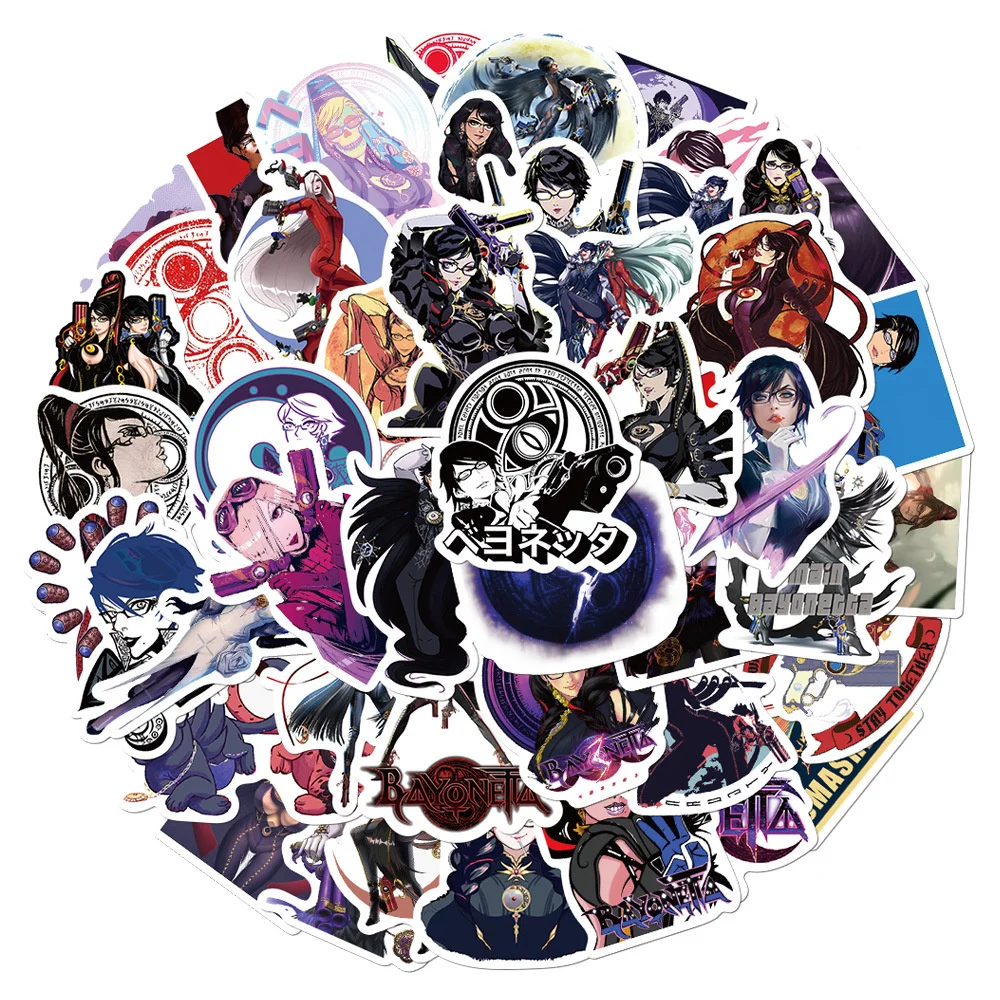 Bayonetta Animation Sticker Pack, Computador infantil, Bagagem, Mesa, Decoração de carro, Impermeável, Criativo, Atacado, Novo, 10 pcs, 30 pcs, 50pcs