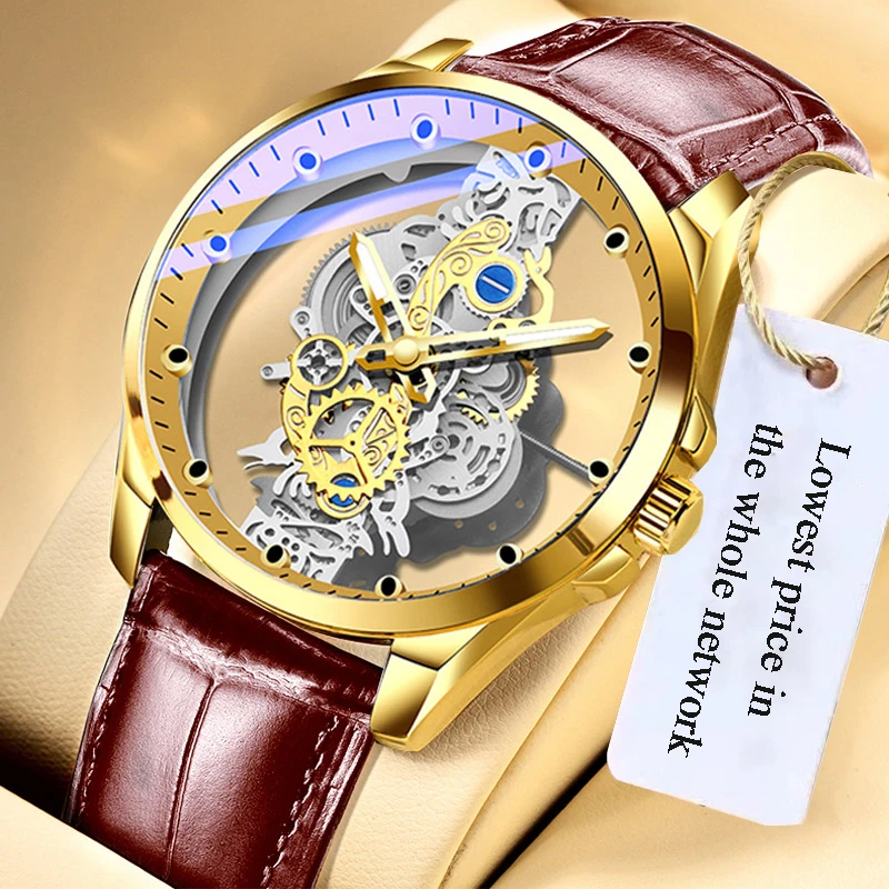 2023NewMenWatchSkeletonAutomaticquartzWatchGoldSkeleton