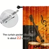 2pcs, spring summer Curtains Music theme, guitar, mic, record Light Filtering Sheer Curtains Versatile Polyester Fabric Room 5