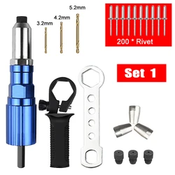 Electric Rivet Gun Pull Core Pull Rivet Gun Adapter 2.4mm-4.8mm Rivet Nut Gun Drill Adapter Pull Rivet Gun Adapter