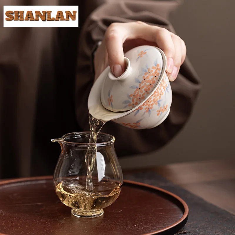 Hand-Painted Apricot Blossom Tea Set Full Collecti...