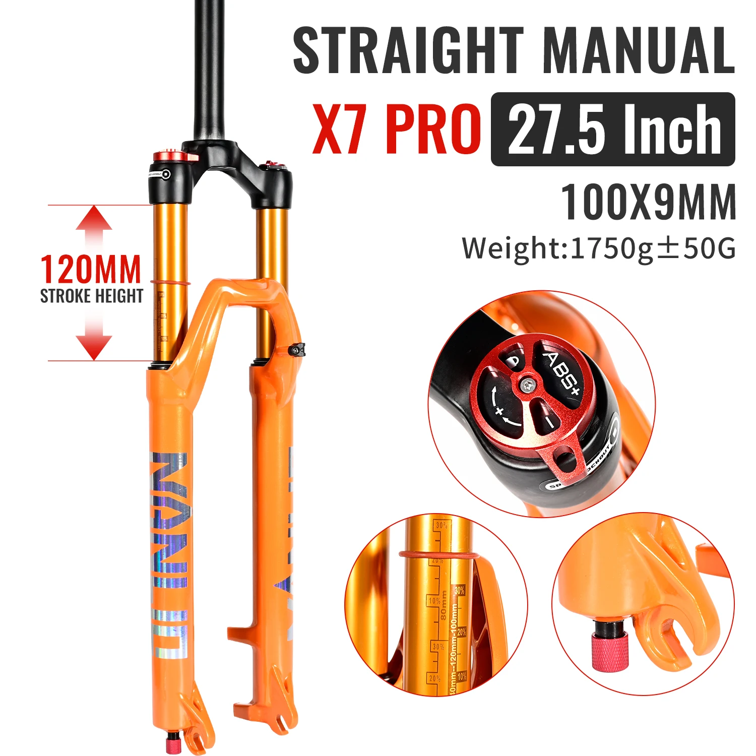 NANLIO X7 サスペンション エア フォーク 27.5インチ テーパー型