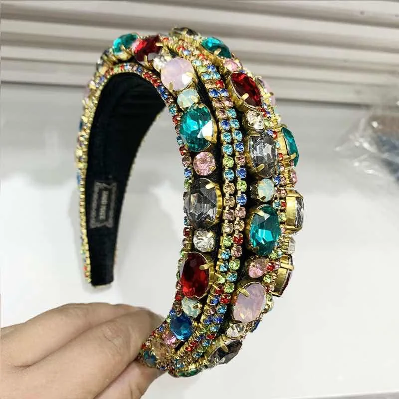 

Baroque Fashion Sponge Headband,Drill Chain Crystal Hairband,Heavy Hairhoop,Queen Crown ,Exaggerated luxury,Office Wedding