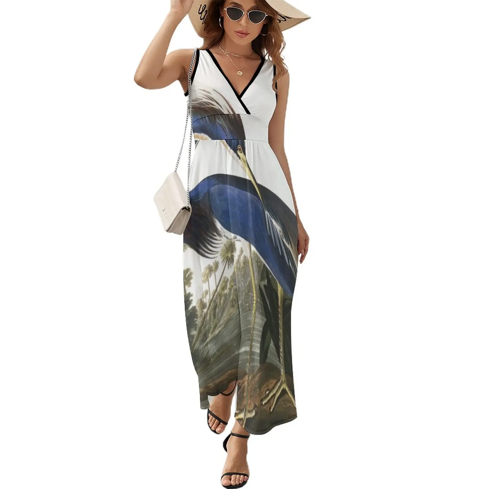 Tricolore Heron - John James Audubon Abito Senza Maniche Gonna Da Donna Vestiti Estivi Abiti Da Donna