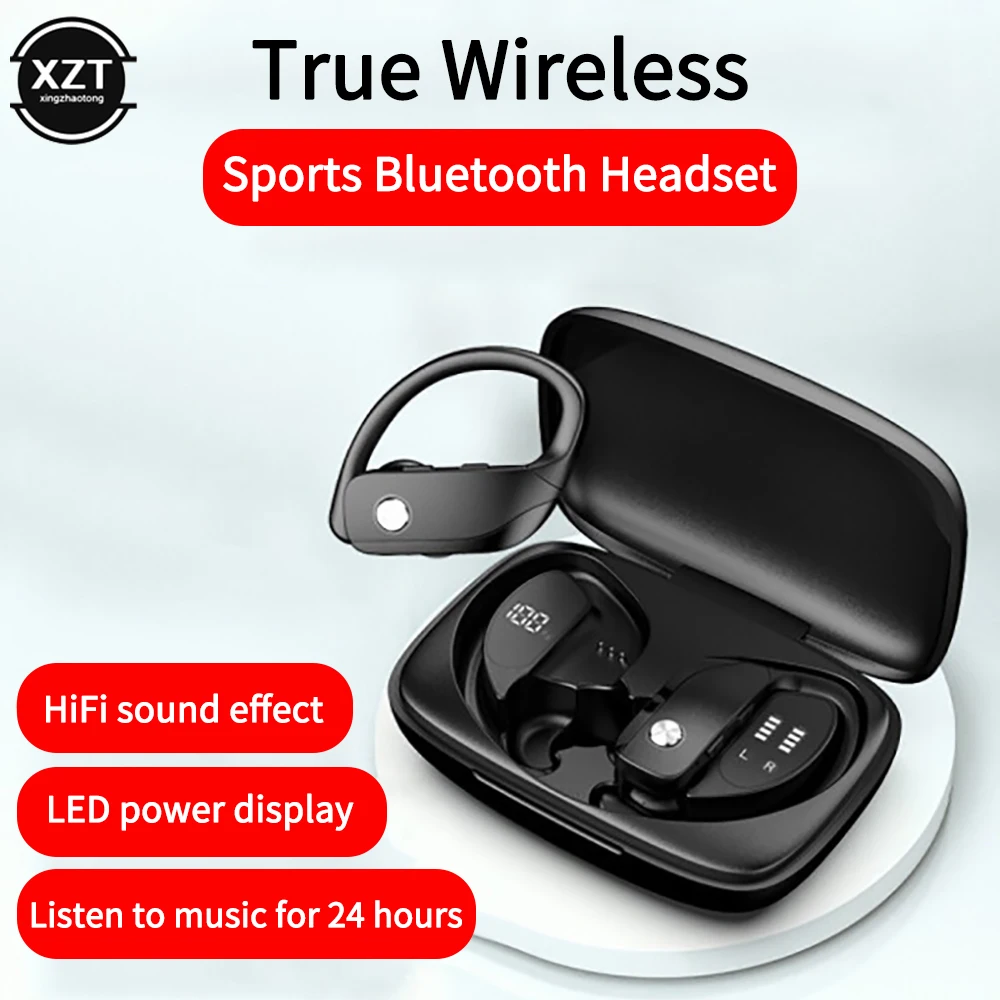 

T16 Ear Hook Wireless Bluetooth Earphones TWS Earbuds Sports Waterproof Headsets HIFI Sound Headphones with Mic