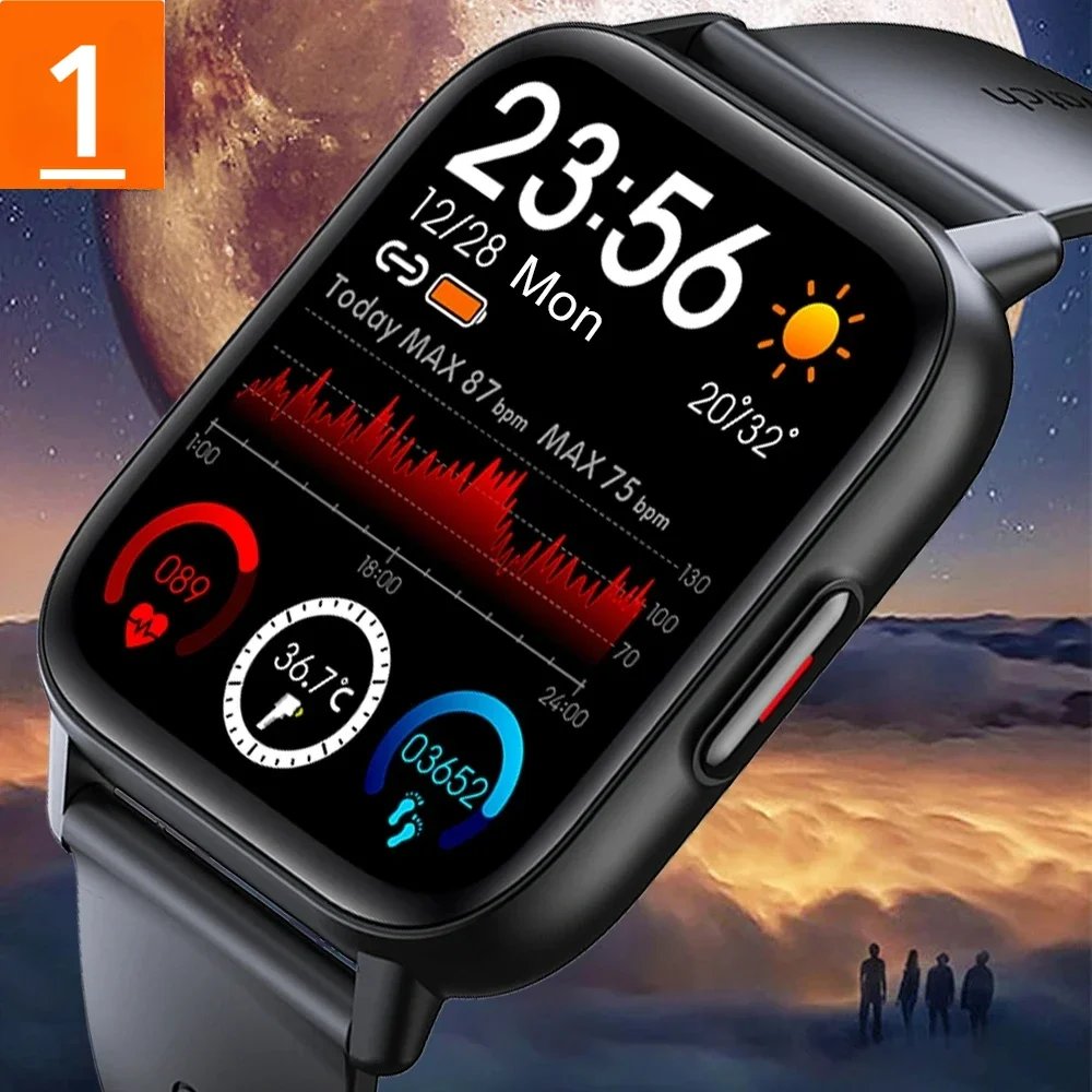 

New Smart Watch Men Body Temperature 1.69 Inch Full Touch Smartwatch Women Accurate Oxygen Monitor Clock BT Call Watches PK P8