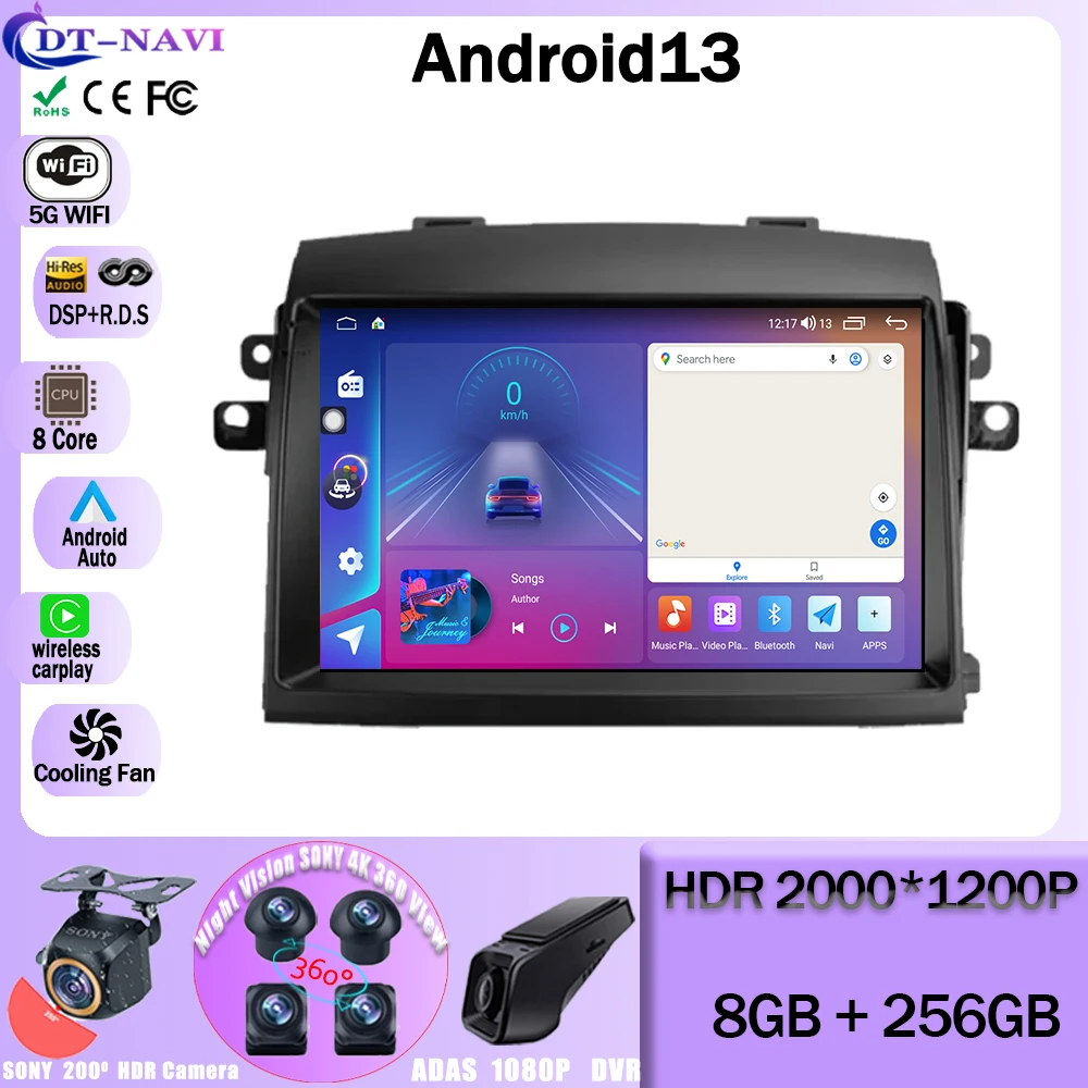 

Android 13 для Toyota Sienna 2 II XL20 2003-2010, автомобильное радио, мультимедийный видеоплеер, навигация GPS, Φ, Wi-Fi, BT, 2 din, dvd