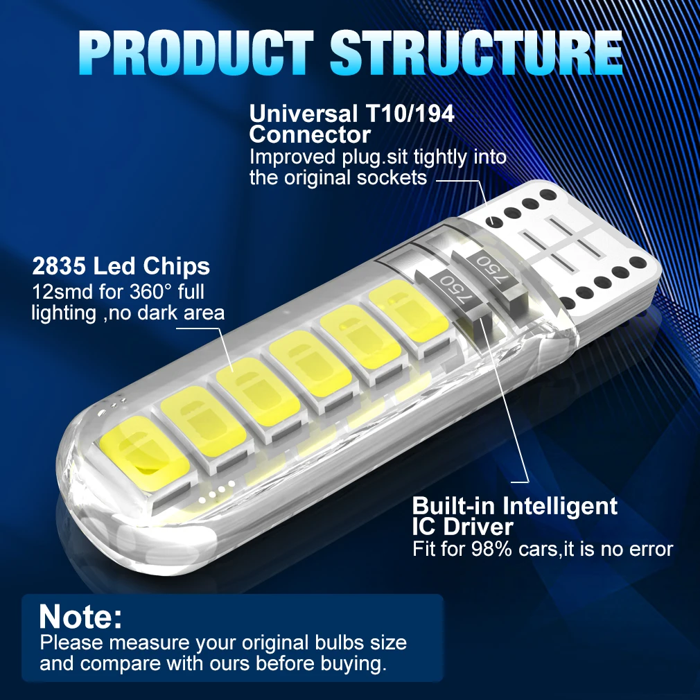 W5W T10 LED  Canbus 194 168 501 LED ڵ ׸    6000K  ڵ ȣ  DC 12V, 10 