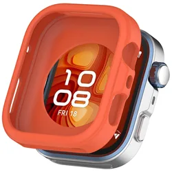 Shockproof Protective Silicone Smartwatch Case - Soft Bumper Frame Cover for Huawei fit 5pro - 4pro (Red tea orange)