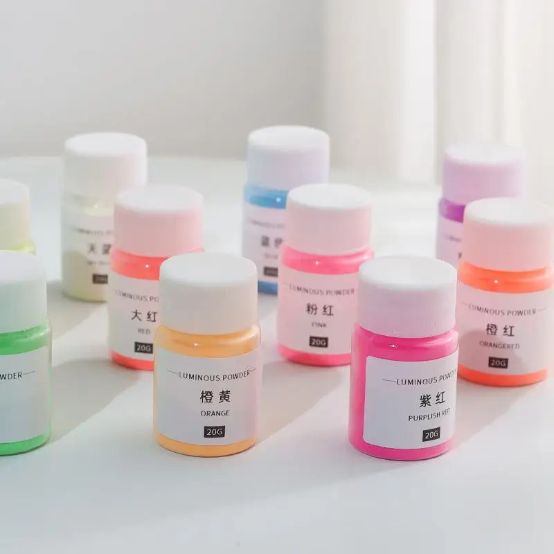 Soy Candle Wax Pigment Candle Dyes Kit Candle Dyes Pigment 20g Long Lasting Candle Luminous Powder Non-Toxic Luminous Fluorescent Pigments DIY Glitter Candle Nail Dye Making Material