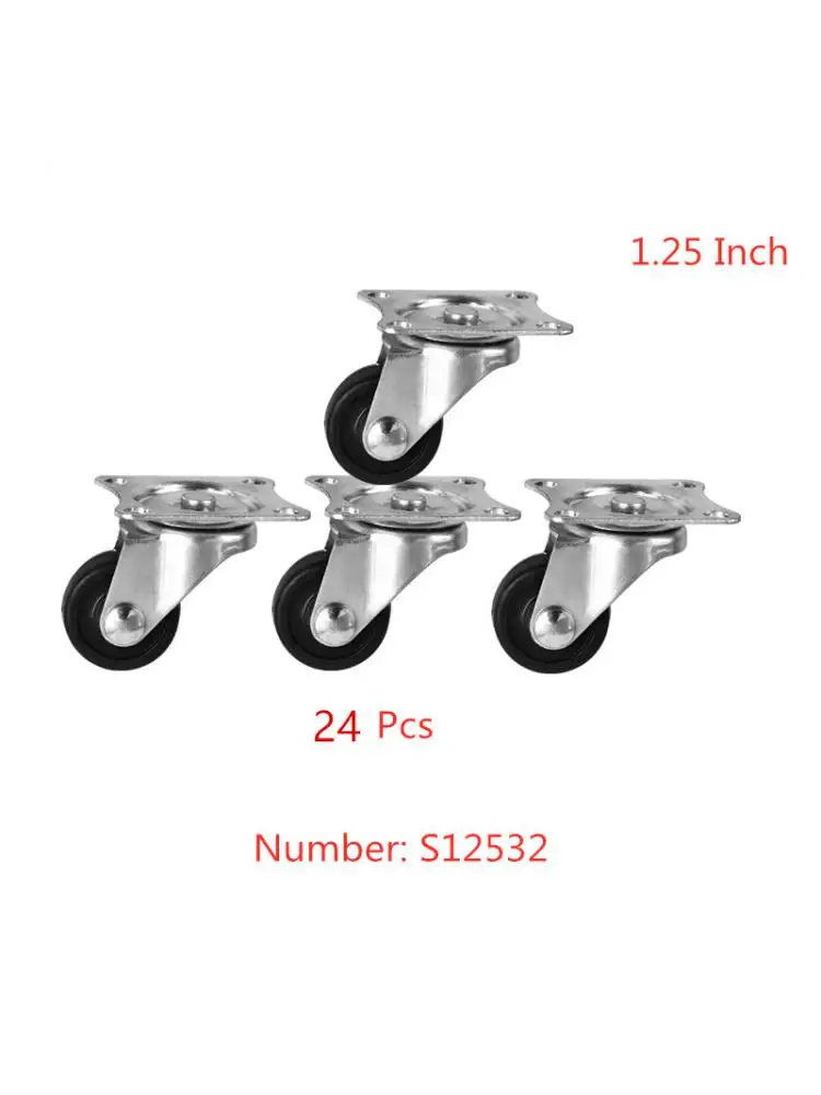 

24 Pcs/Lot Casters 1.25 Inch Rubber Universal Wheel Height 4cm Quiet Diameter 3cm Beauty Instrument