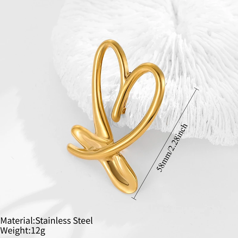 PRISCA | Neue unregelmäßige Broschen aus Edelstahl für Damen, Unisex, glänzende geometrische Anstecknadeln, Party-Kleidungszubehör, vergoldet, 18 Karat Gold – Detail 15