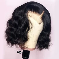Meilleures perruques courtes bob à double trame, cheveux vierges vietnamiens bruts, sans colle, ondulées, en cheveux humains, avec dentelle frontale pré-coupée 13x4 HD 2