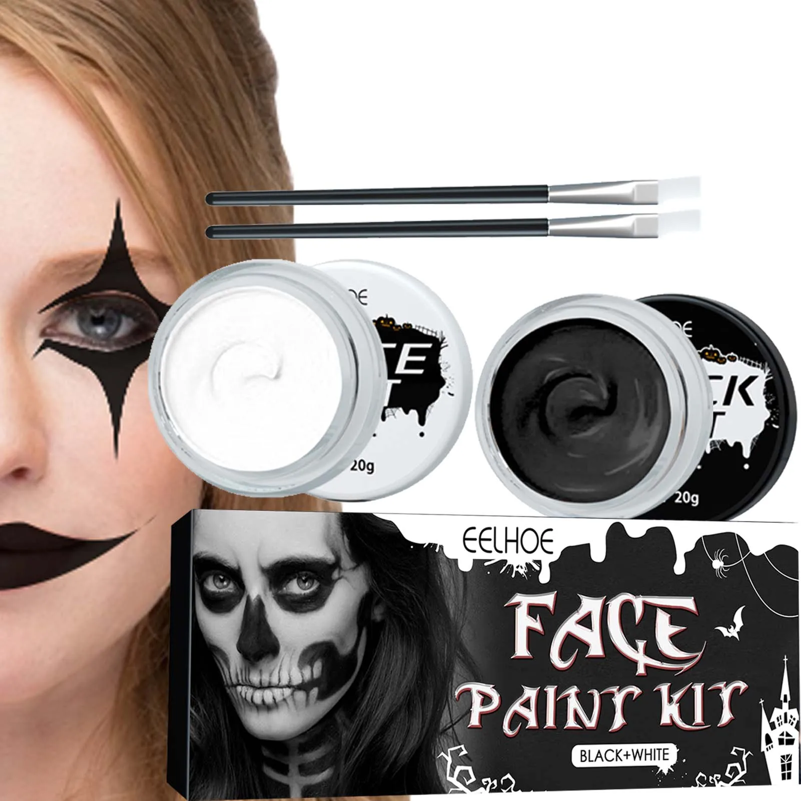 Tanio Halloween farba do twarzy Halloween makijaż twarzy zestaw z pędzlem Halloween sklep