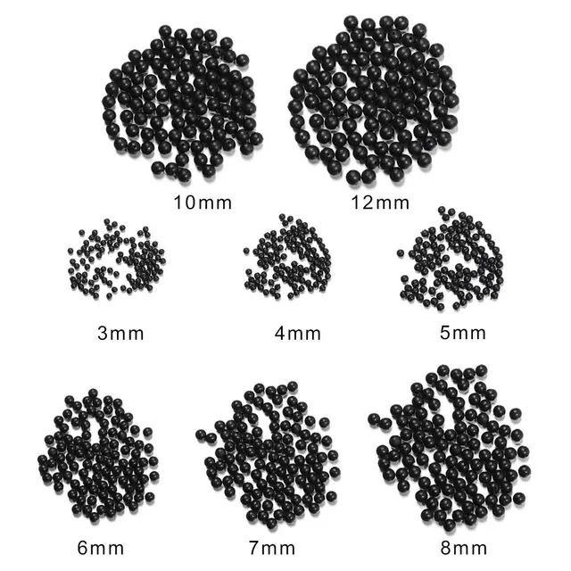 100 PCs/Lot 3mm-12mm Fishing Beads Space Stopper Black Round Soft/Hard Rubber Beads Fishing Lures Hook Rig Accessories 6