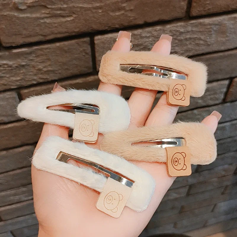 Coffee Color Bear Hairpin Barrettes Headwear Korean Plush Hair Pin Clips Headband Princesses for Girls Kids Women Accessories