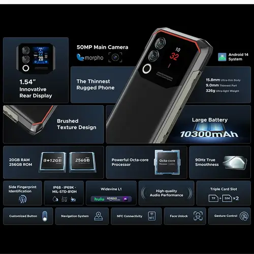 DOOGEE Blade 10 Max Smartphon 4G 6.56" 90Hz Display Unisoc T606 Octa Core Mobile Phone 20GB(8+12)+256GB 50MP 10300mAh Android 14 - Image 2