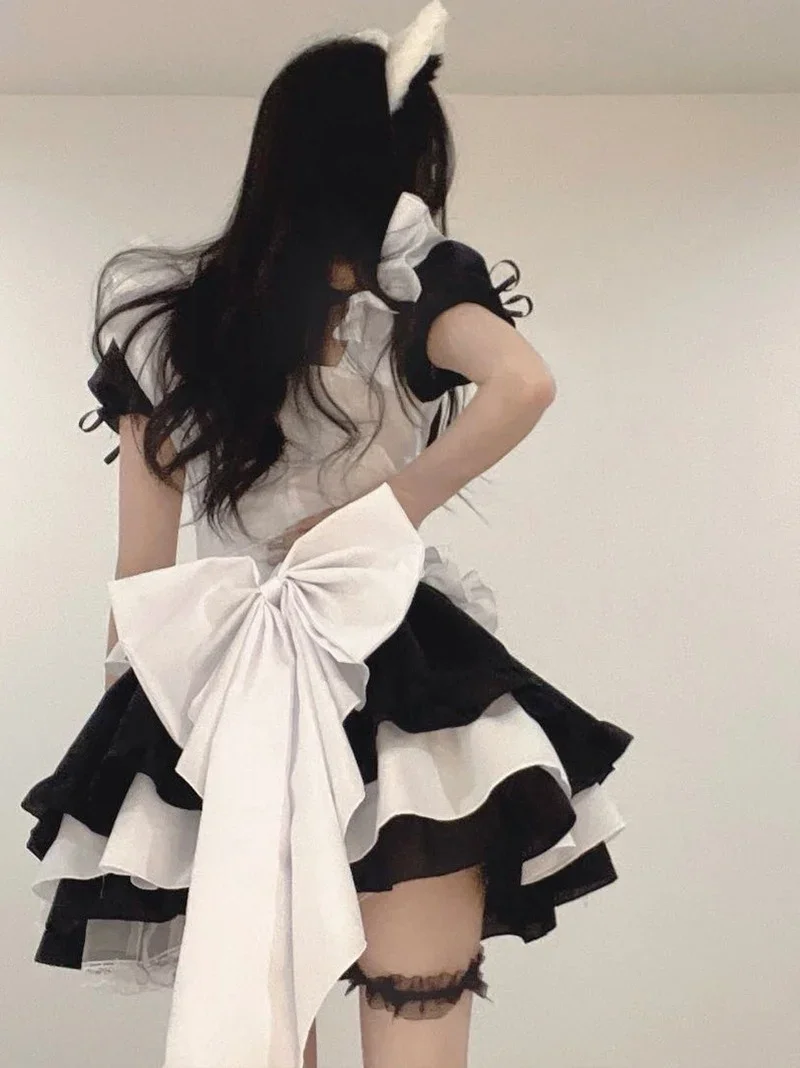 Halloween Maid Cosplay S-5XL Women Cosplay Costume Black White Apron Lolita Dress Party Stage Princess Maid Outfits Sexy Women Lingerie Women Lingerie Set