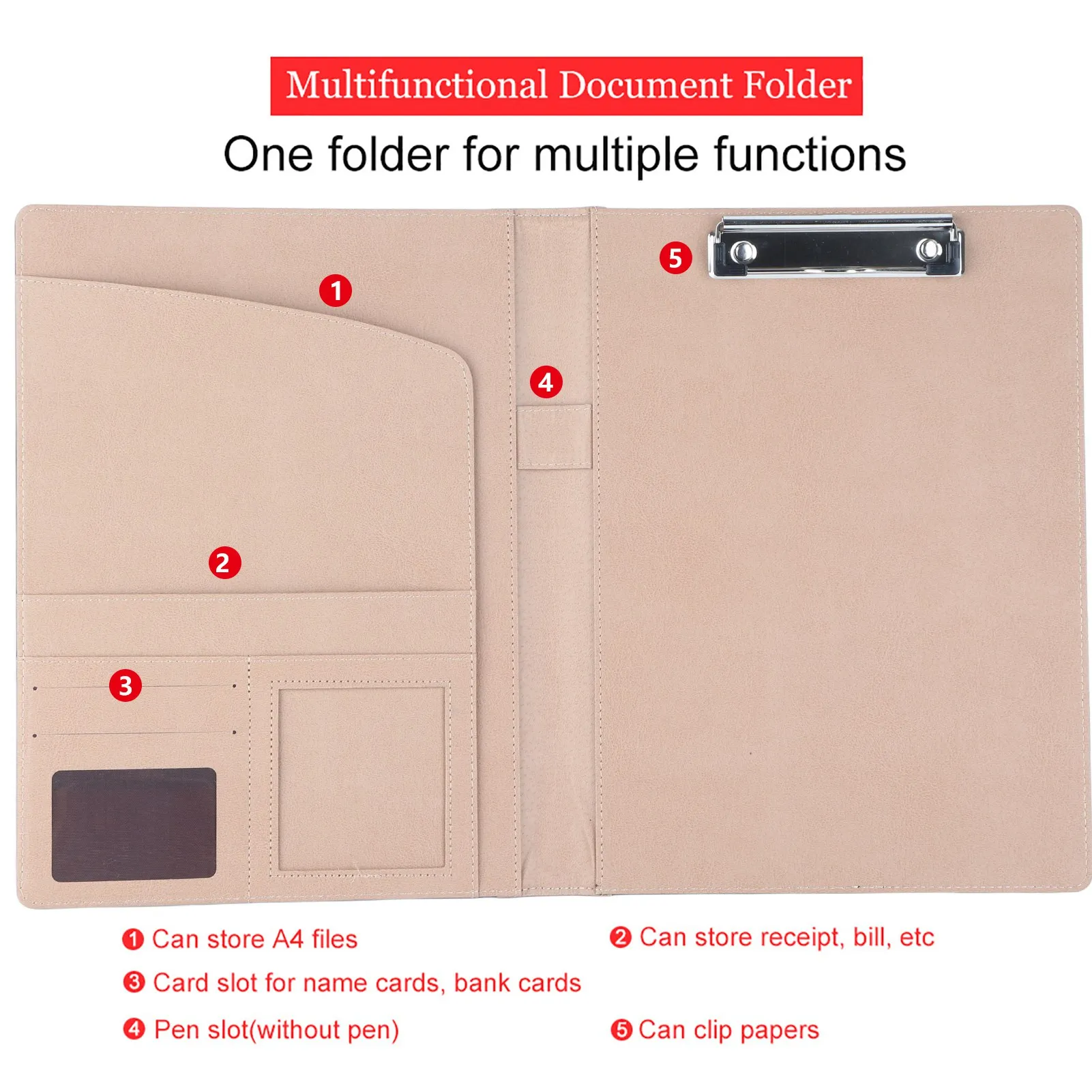 A4 Multifunctional PU Business Contract Document Conference Folder Organizer Case W/Card Slots conference folder document folder