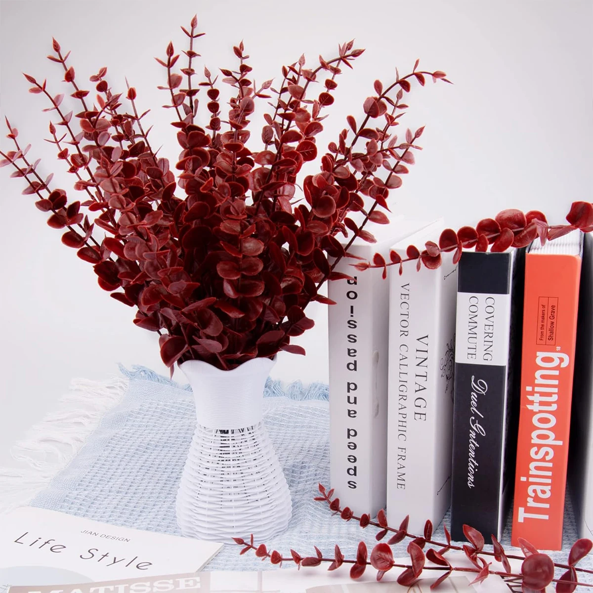 6 Stück Künstliche Pflanzen Eukalyptusz-Äste für Festivals, Partys, Hochzeiten, Blumenarrangements, Grünpflanzen, Heimdekoration, DIY-Geschenk – Detail 14