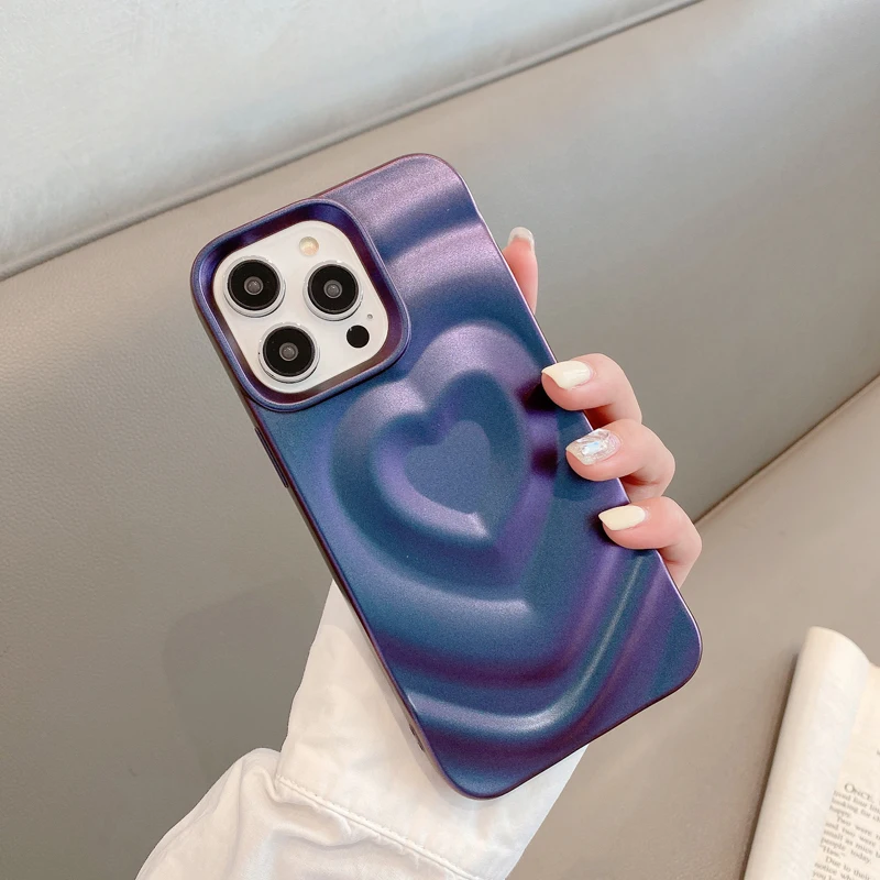 thumbnail image 1 of Funda de teléfono con diseño de corazón brillante para iPhone 16, 15, 14, 13, 12, 11 Pro Max, bonita y lujosa funda trasera de silicona suave a prueba de golpes, 1 of 5