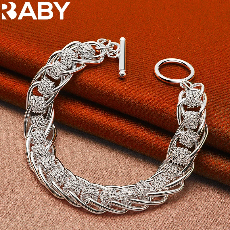 

URBABY 925 Sterling Silver Many Circle Charm Chain Bracelet For Woman Man Wedding Engagement Party Fashion Charms Jewelry Gifts