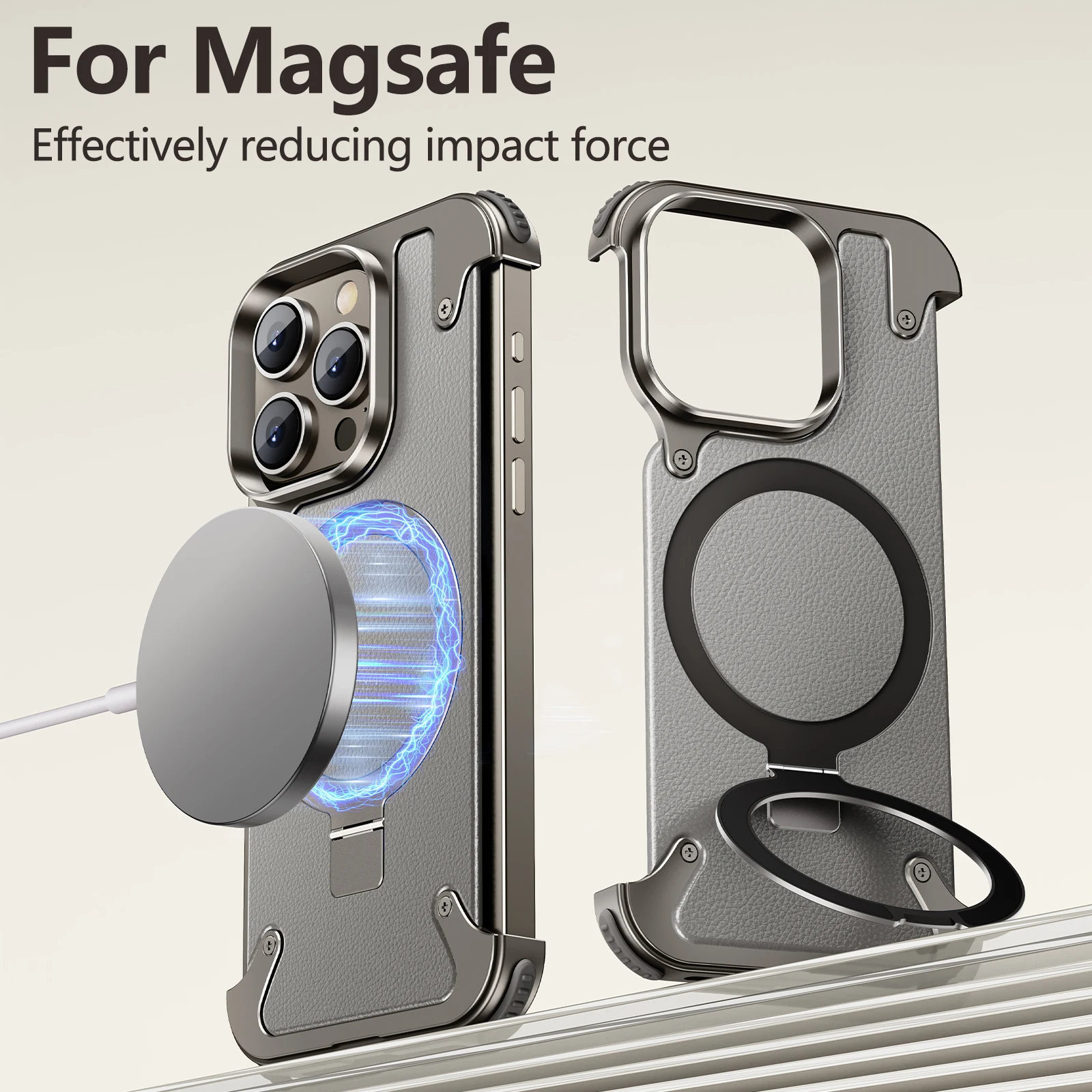 

Oatsbasf Magsafe Phone Case for iPhone 12/13/14/15 Series Mobile Phone Protective Covers w/ Finger Ring Holder Anti-Slip Bumper