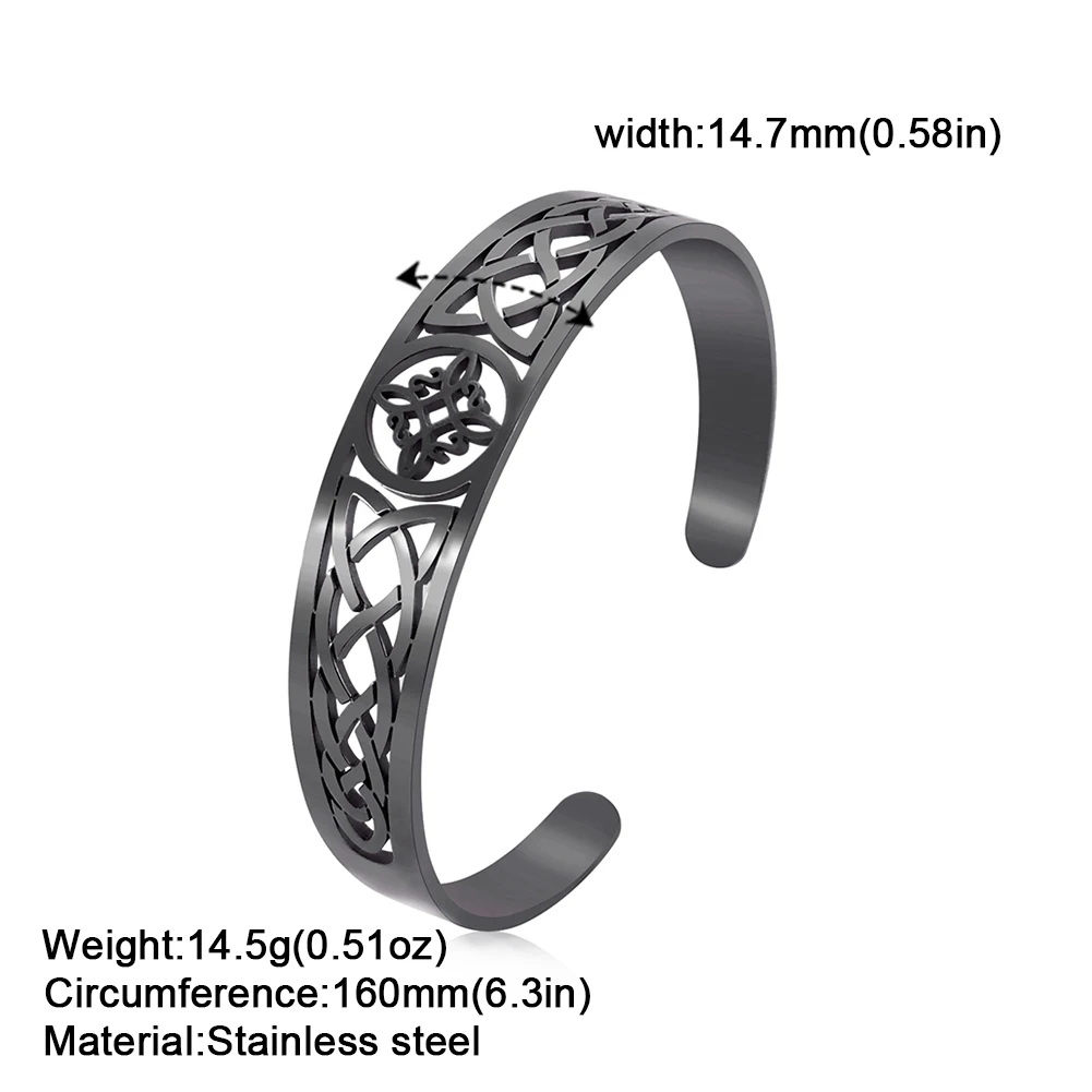VASSAGO Bracciale Nodo Streghe In Acciaio Inox – Con Perla Blu, Regolabile, Simbolo Wiccan