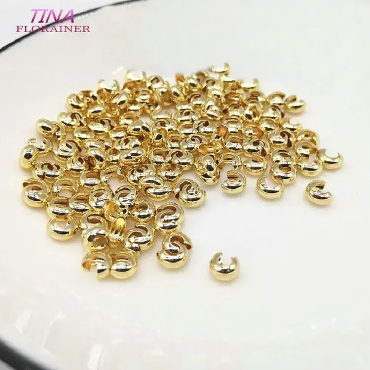 50PCS 14K gold Farbe Überzogen Crimp Deckt Verschlüsse Gewickelt Cord Buckle Connectors Fit armband halskette Für Schmuck Machen